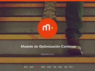 1
Modelo de Optimización Continua
Diciembre 2015
BCN MAD SCL MDE BOG LIM MEX MIA SFO
 