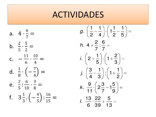 Multiplicación y división de números racionales