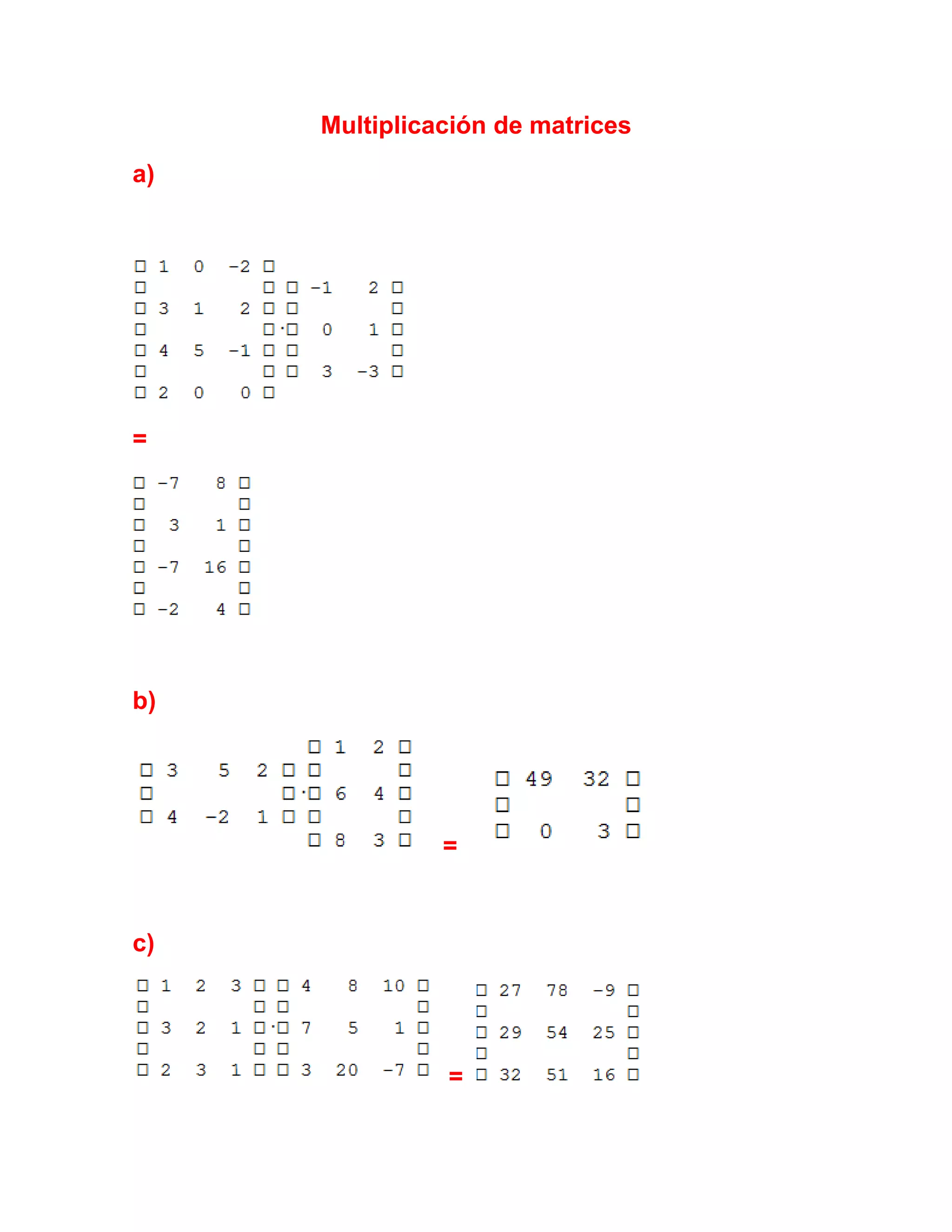 Multiplicación de matrices paso a paso | PDF