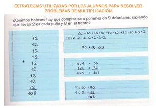 ESTRATEGIAS UTILIZADAS POR LOS ALUMNOS PARA RESOLVER
PROBLEMAS DE MULTIPLICACIÓN
 