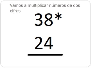 Vamos a multiplicar números de dos cifras 