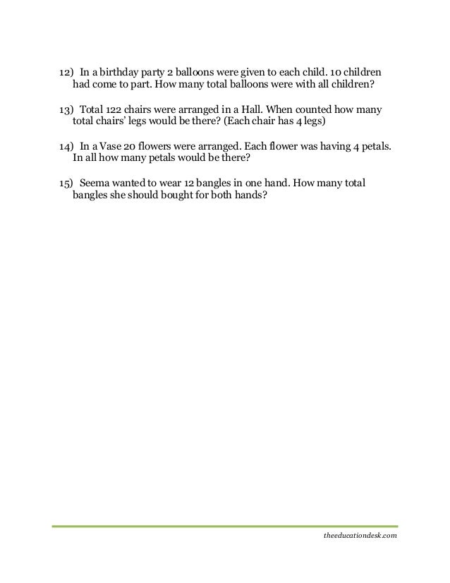 Maths Multiplication Worksheet Cbse Grade Ii