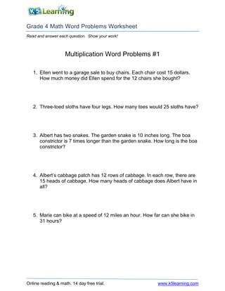 multiplication word problems 1 r gr4