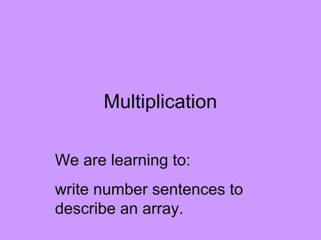 Multiplication arrays ppt | PPT