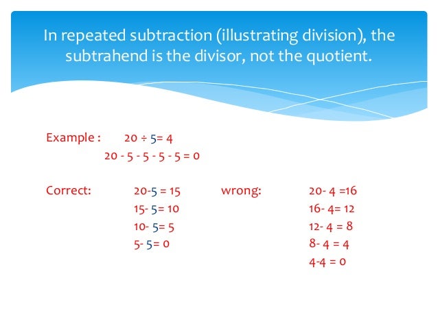 Multiplication as repeated addition and Division as repeated subtract…