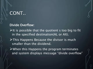 Multiplication & division instructions microprocessor 8086 | PPTX