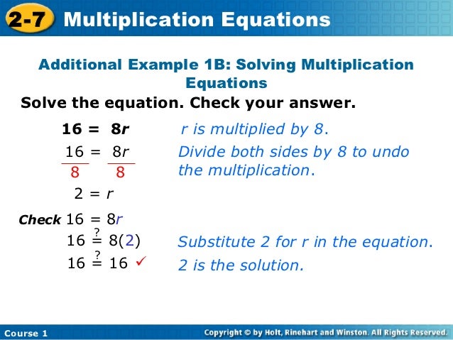 Multiplication equations