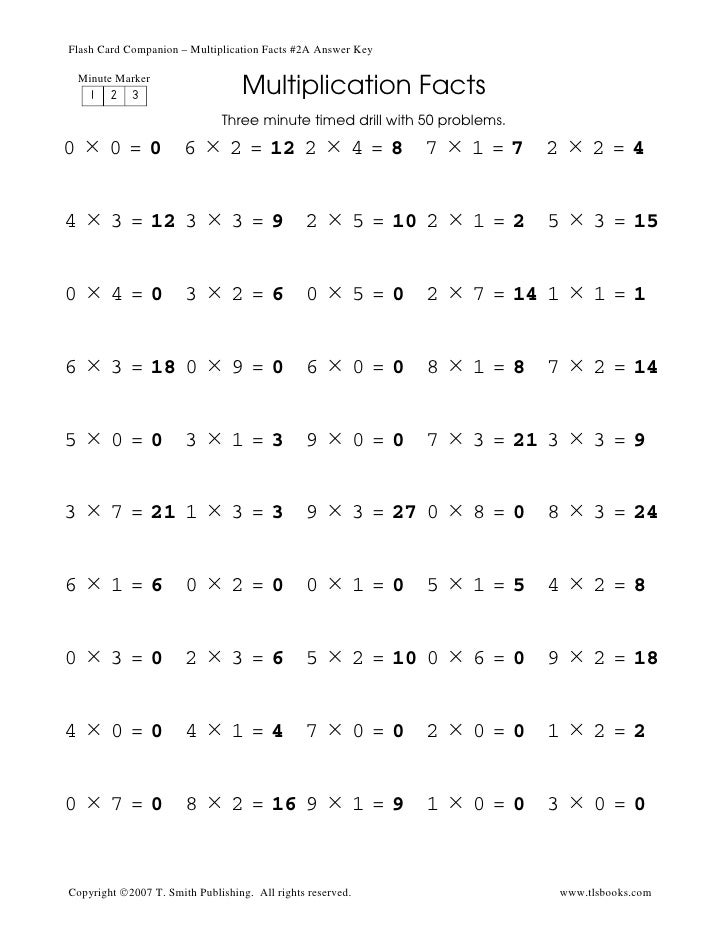 Multiplication fluency drill math facts