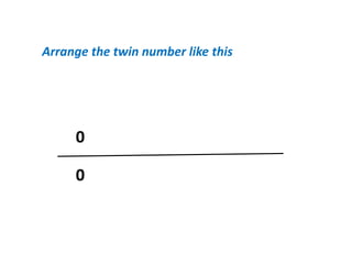 Arrange the twin number like this




     0

     0
 