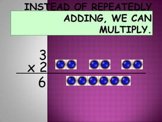 Instead of repeatedly adding, we can multiply.3x 26