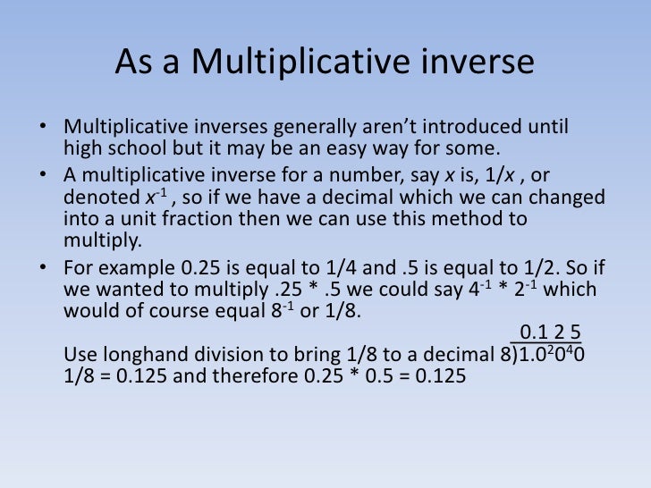 inverse for decimals multiplicative of decimals Multiplication inverse for decimals multiplicative of decimals Multiplication