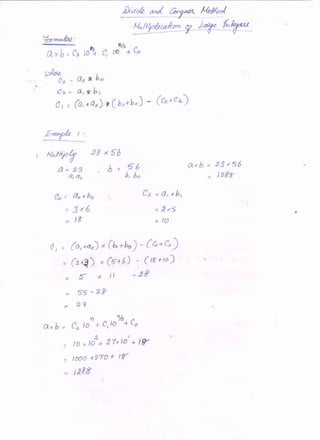 Multiplication of large integers  problem  subi notes