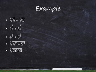 Example
• 4
3
∗ 5
2
• 4
1
3 ∗ 5
1
2
• 4
2
6 ∗ 5
3
6
• 42 ∗ 536
• 2000
6
 
