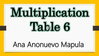 Multiplication
Table 6
Ana Anonuevo Mapula
 