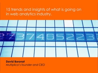 15 trends and insights of what is going on  in web analytics industry. David Boronat Multiplica’s founder and CEO 