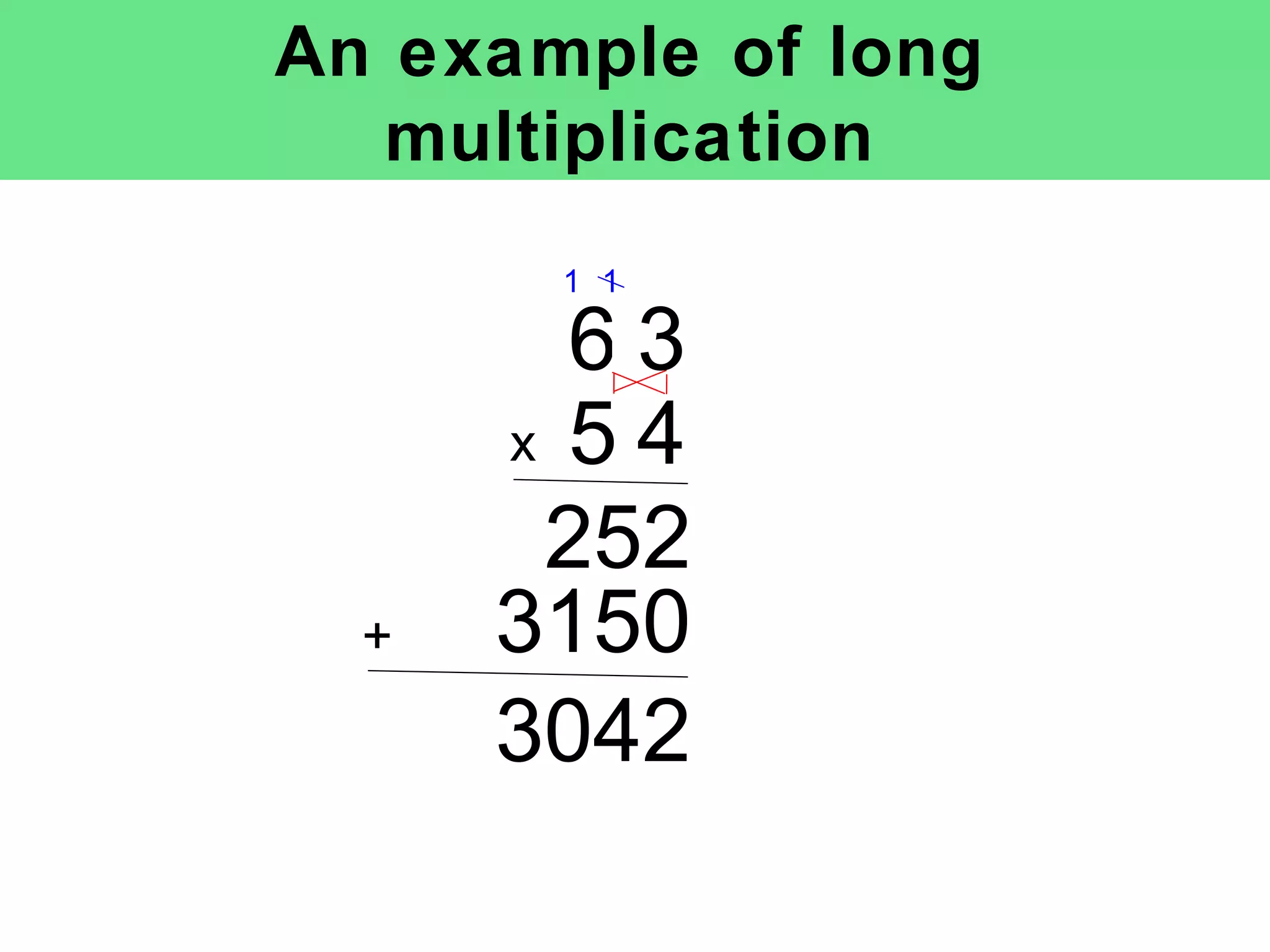 An example of long multiplication 252 x 1 3150 1 + 3042 6 3 5 4 
