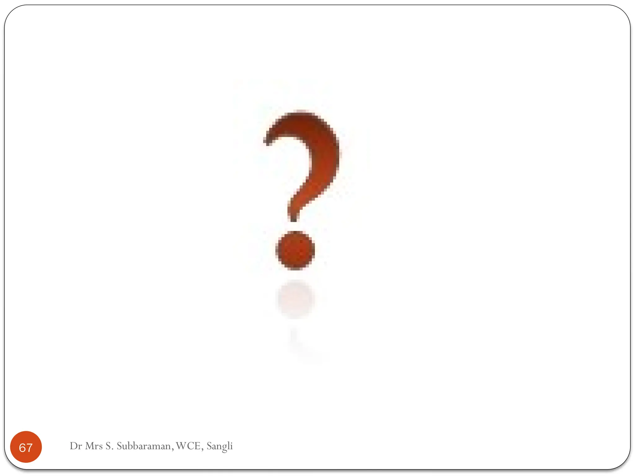 Dr Mrs S. Subbaraman,WCE, Sangli
67
 