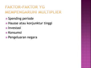  Spending periode
 Hausse atau konjunktur tinggi
 Investasi
 Konsumsi
 Pengeluaran negara
 