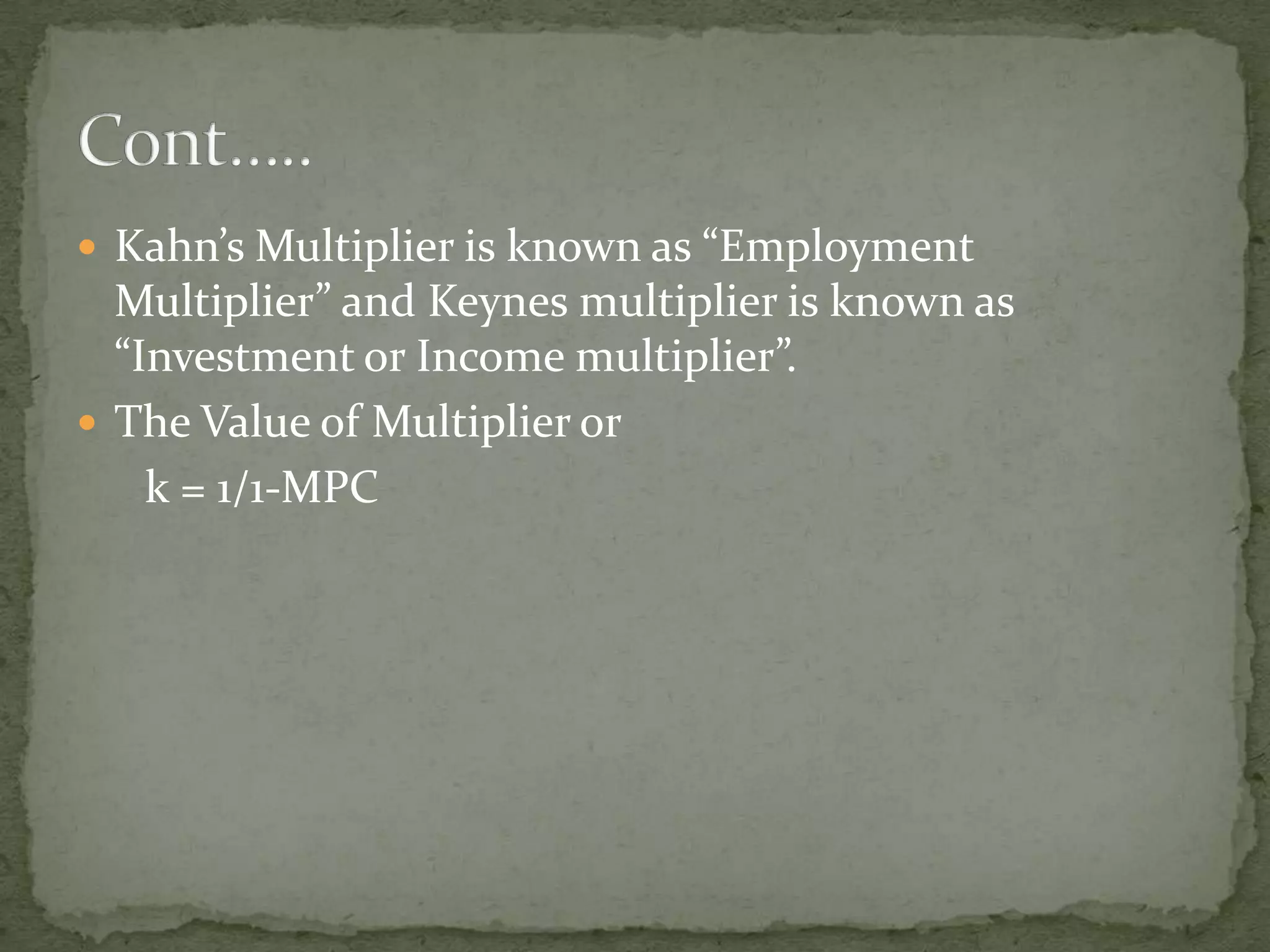 Multiplier Model in macro economics