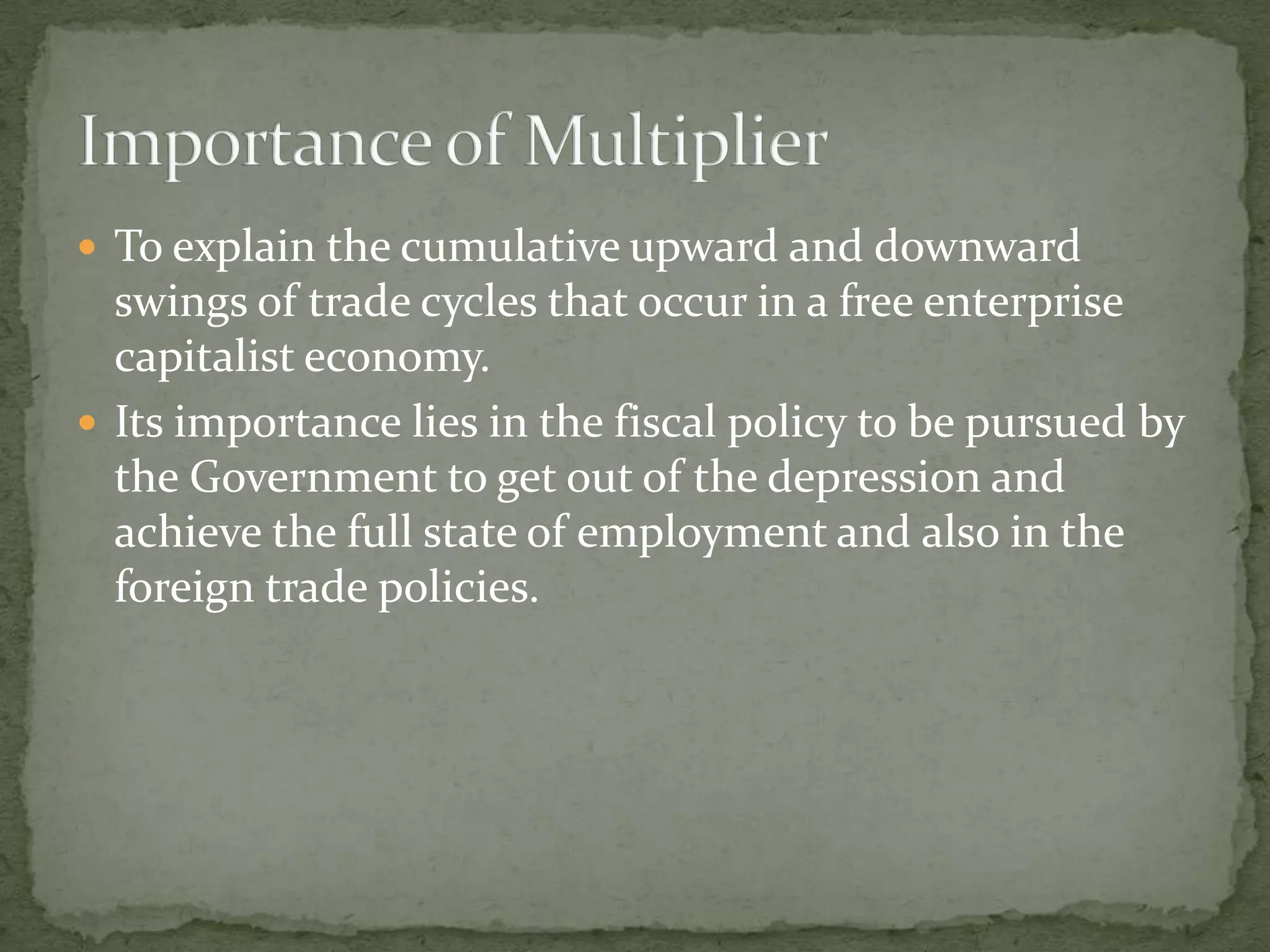 Multiplier Model in macro economics