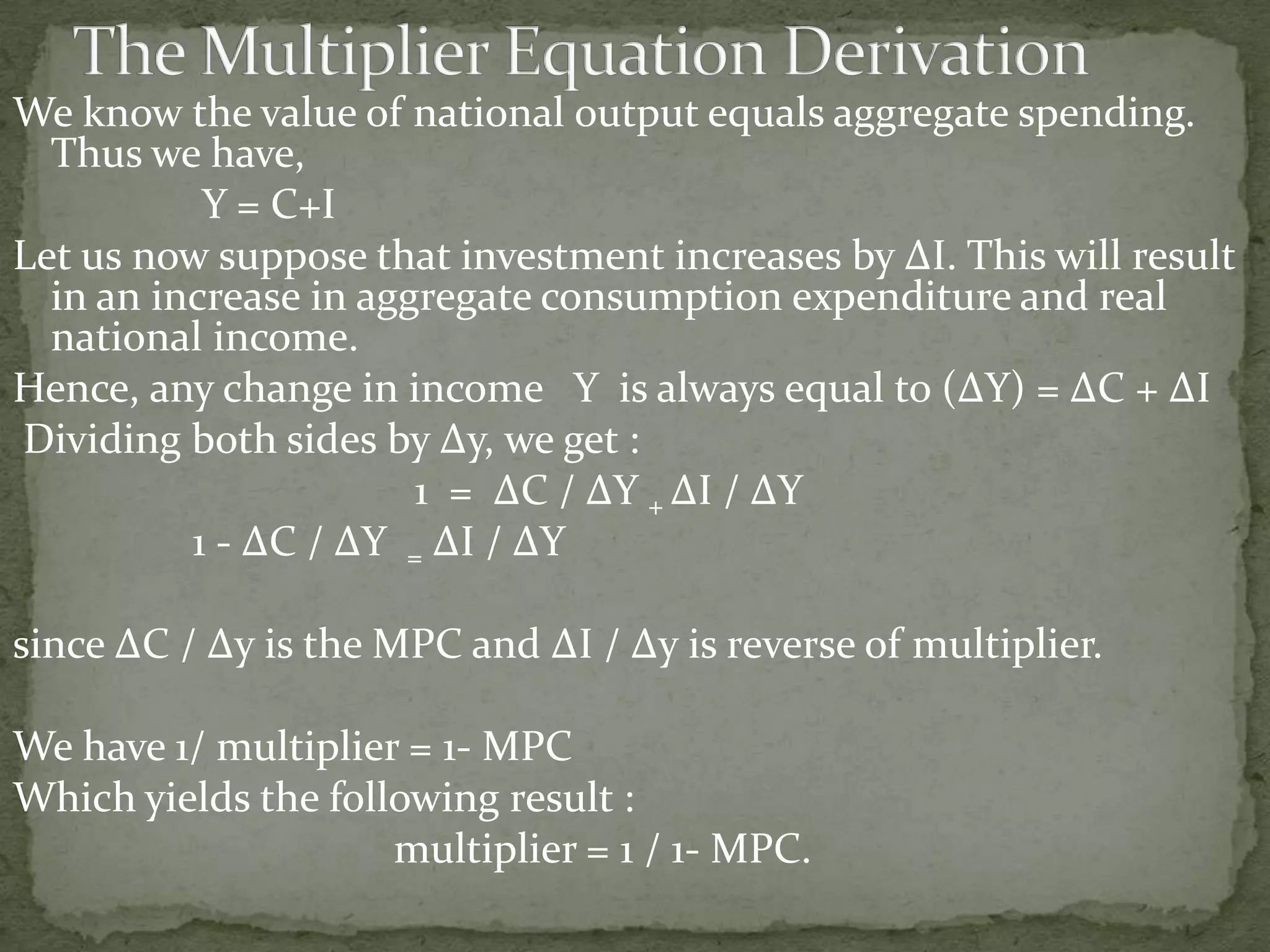 Multiplier Model in macro economics