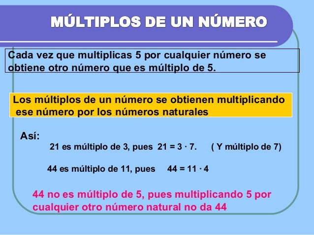 MÚLTIPLOS
Múltiplos de 2={0, 2, 4, 6, 8, 10, 12, 14, 16, 18,
20, 22...}
Múltiplos de 3={0, 3, 6, 9, 12, 15, 18, 21, 24,
27...