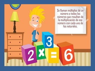 Se llaman múltiplos de un
    número a todos los
números que resultan de
 la multiplicación de ese
número con cada uno de
      los naturales.
 