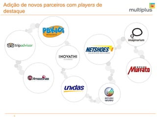 Adição de novos parceiros com players de
destaque

5

 