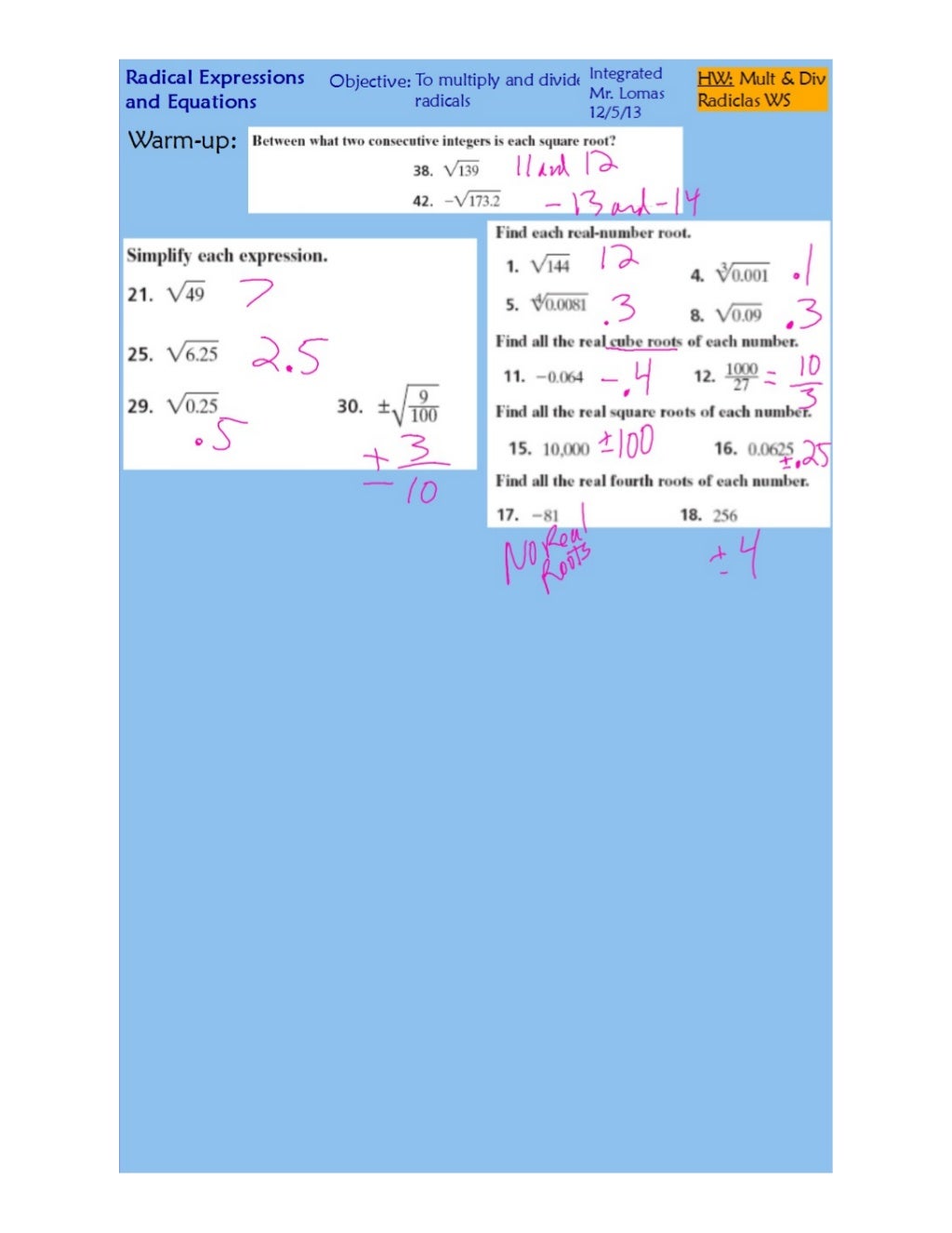 Multiplying and dividing radicals pdf
