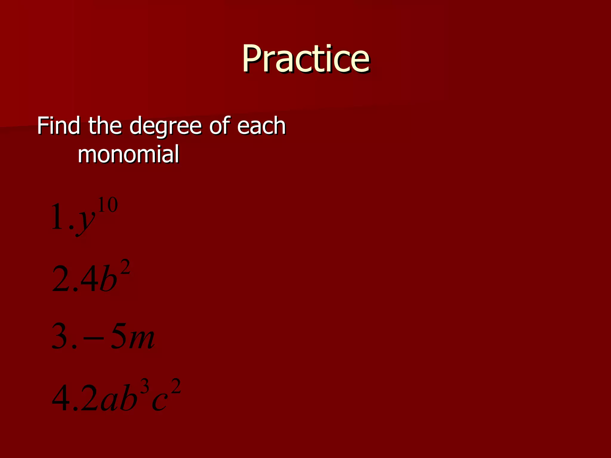 Multiplying and dividing monomials module 1 ppt