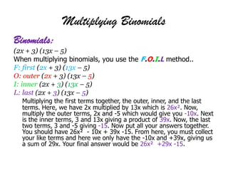 Multiplying Polynomials