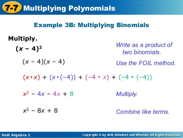Multiplying polynomials