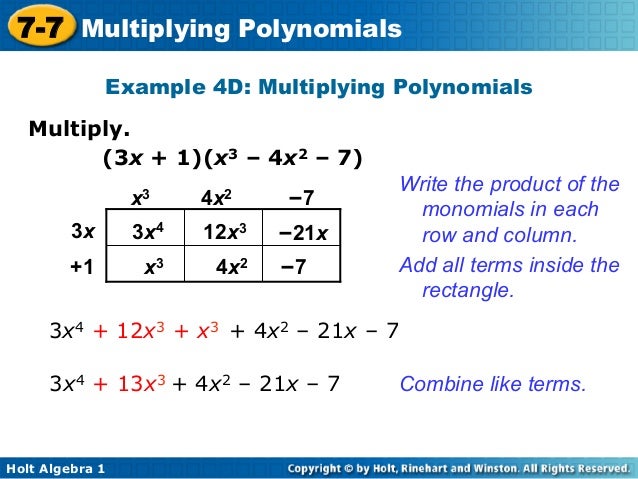 Multiplying polynomials