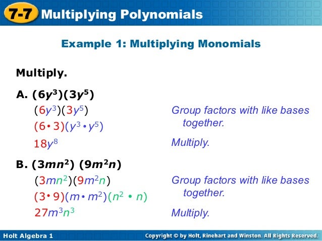 Multiplying polynomials