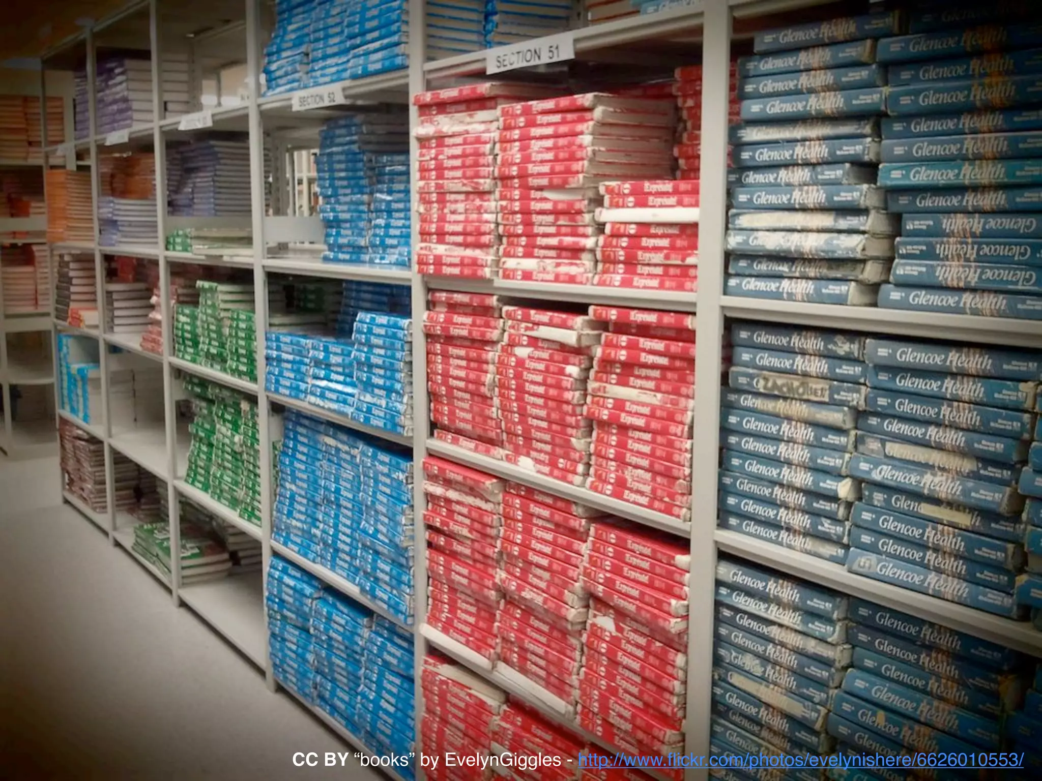 CC BY “books” by EvelynGiggles - http://www.ﬂickr.com/photos/evelynishere/6626010553/
 