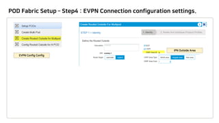 POD Fabric Setup – Step4 : EVPN Connection configuration settings.
 