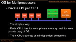 Advanced Operating System – Fall 2012




                   OS 1   OS 2


                   OS 3   OS 4




Van Hoang Nguyen
 