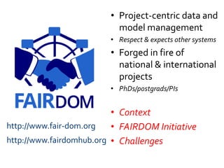 • Project-centric data and
model management
• Respect & expects other systems
• Forged in fire of
national & international...