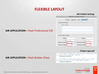 Flexible LayoutAIR Publish SettingsAIR Application – Flash Professional CS5Project-app.xmlAIR Application – Flash Builder (Flex)