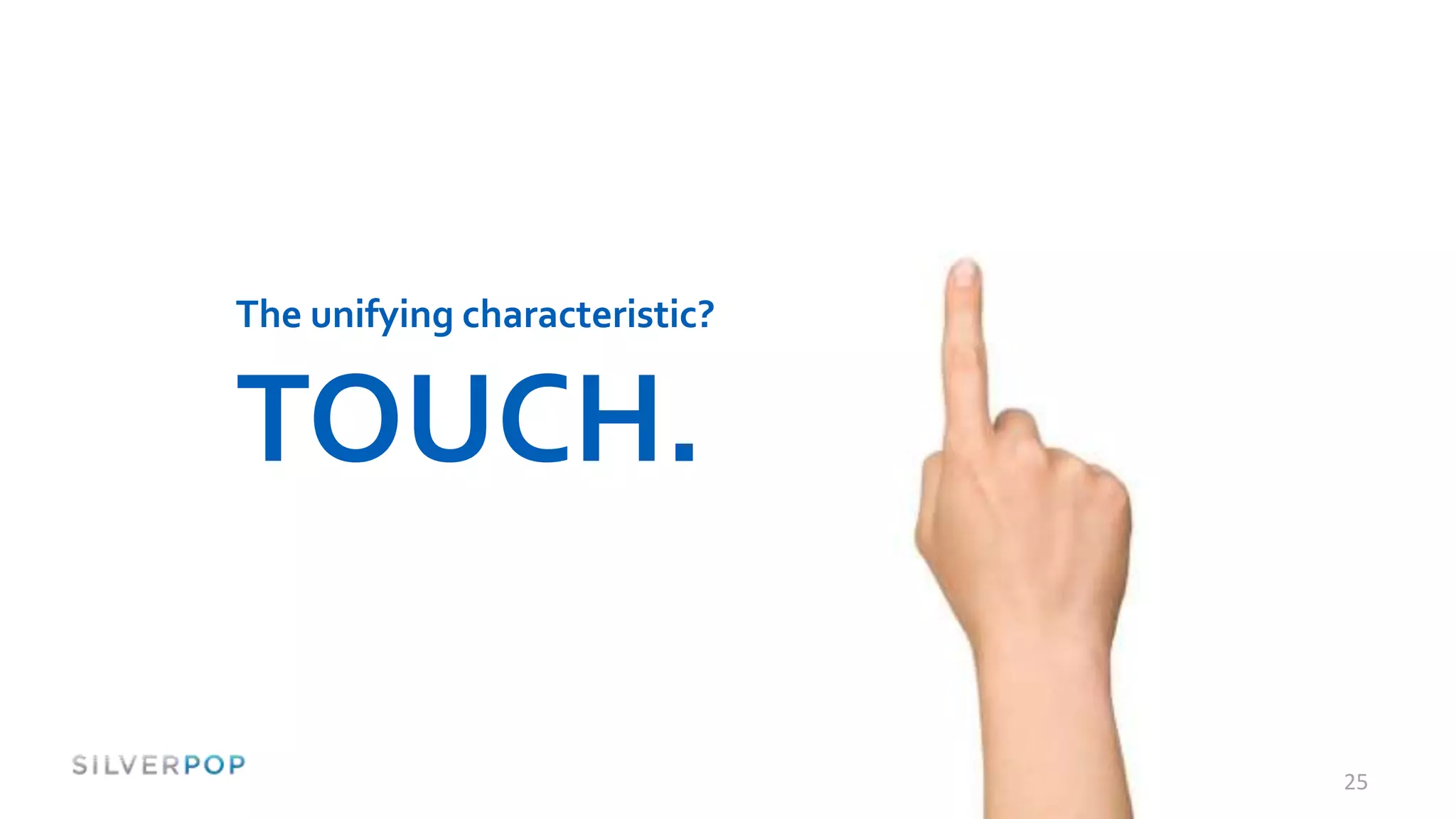 The unifying characteristic?


TOUCH.

                               25
 