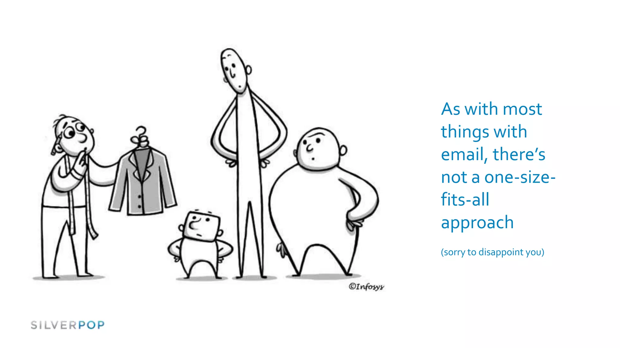 As with most
things with
email, there’s
not a one-size-
fits-all
approach
(sorry to disappoint you)
 