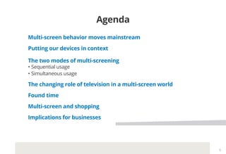Agenda
Multi-screen behavior moves mainstream
Putting our devices in context

The two modes of multi-screening



The chan...