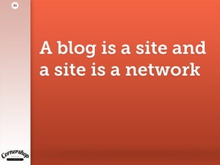 A blog is a site and
a site is a network
21
 