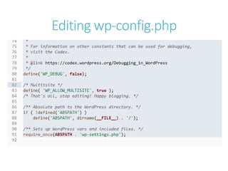 Editing wp-config.php
 
