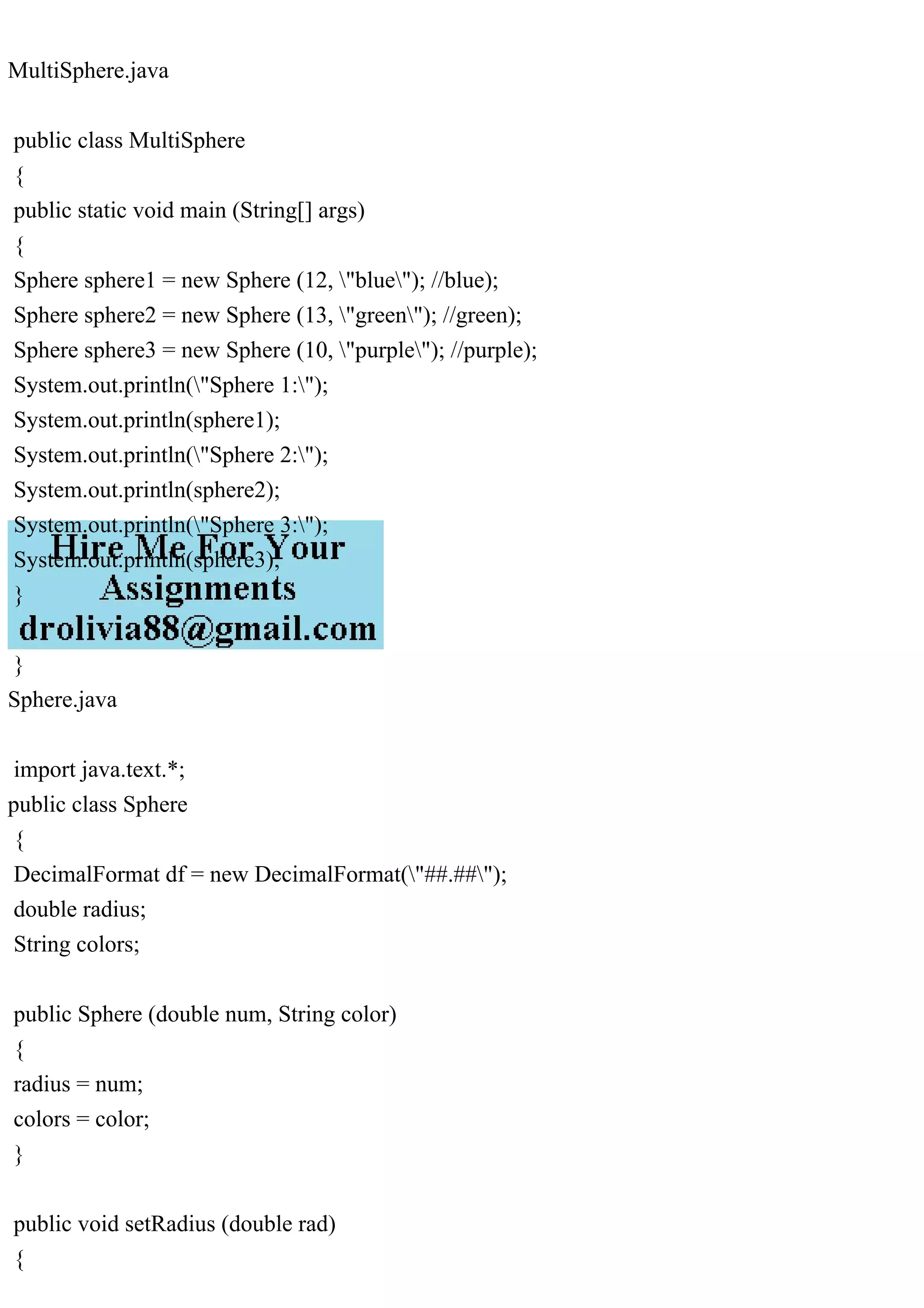 MultiSphere.java public class MultiSphere { public static vo.pdf