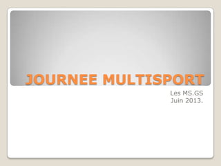 JOURNEE MULTISPORT
Les MS.GS
Juin 2013.
 