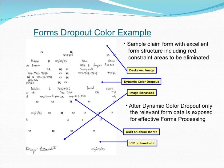 multistream and dropout color forms processing dropout form