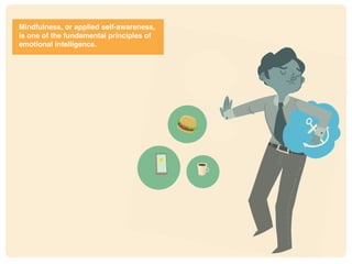 Mindfulness, or applied self-awareness,
is one of the fundamental principles of
emotional intelligence.
 