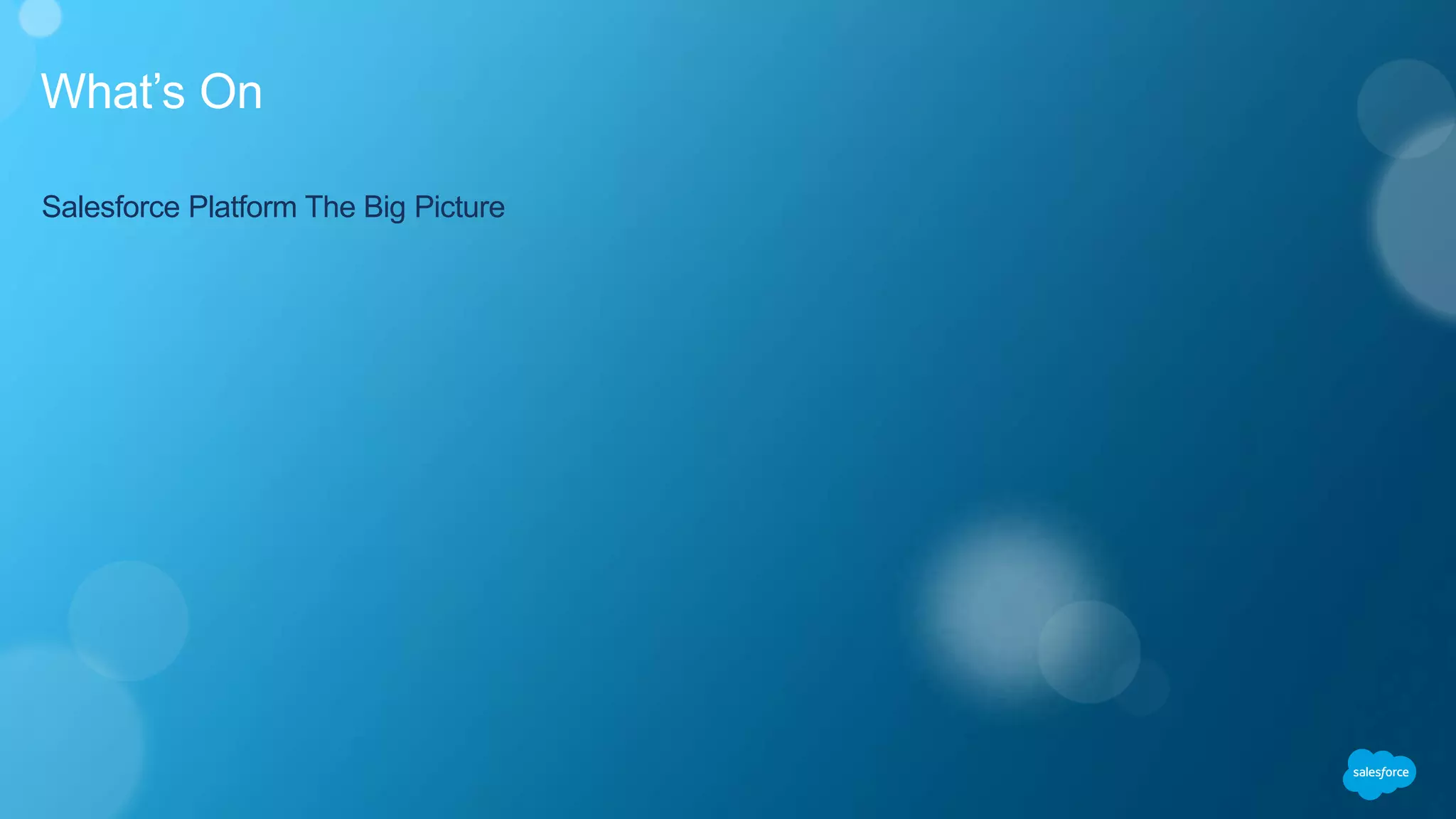 What’s On
Salesforce Platform The Big Picture
 