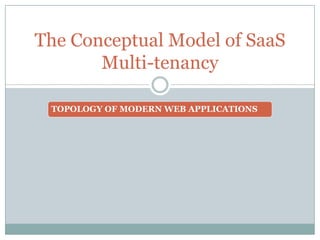 The Conceptual Model of SaaS
       Multi-tenancy

 TOPOLOGY OF MODERN WEB APPLICATIONS
 